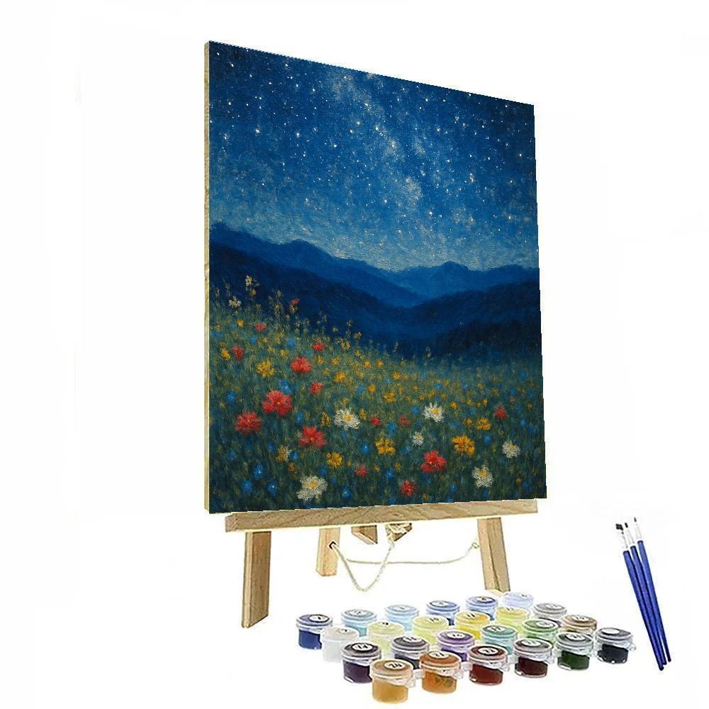 Starlit Meadow Above The Valley painting number kit