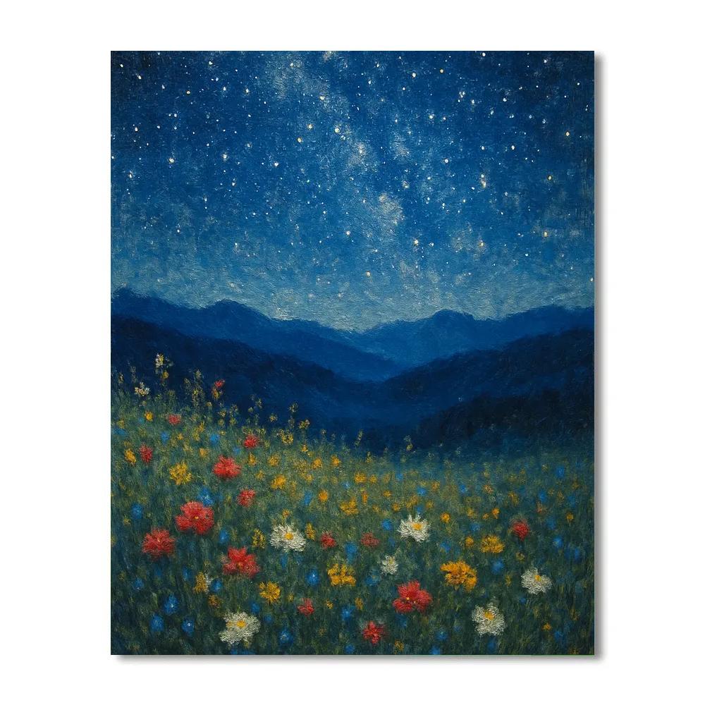 Starlit Meadow Above The Valley painting number kit