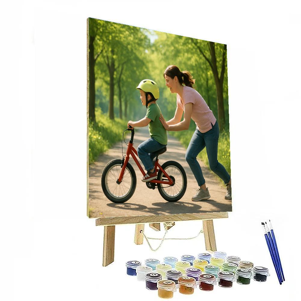First Bicycle Ride With Mom Beside Numbered painting kits
