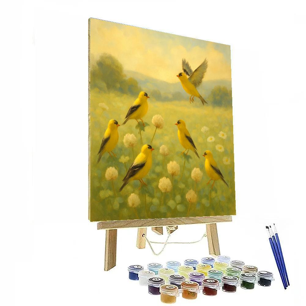 Finches In The Sunlit Clover Meadow Paint by numbers kits