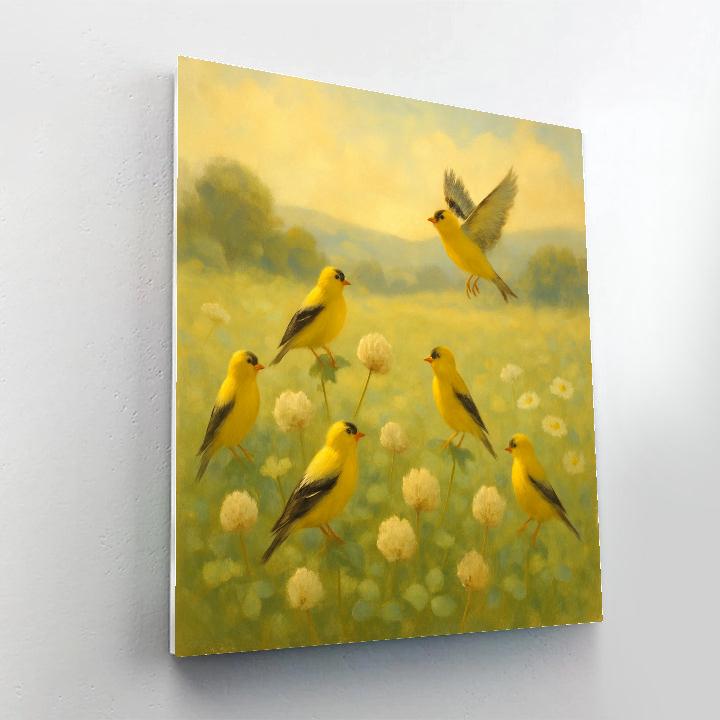 Finches In The Sunlit Clover Meadow Paint by numbers kits
