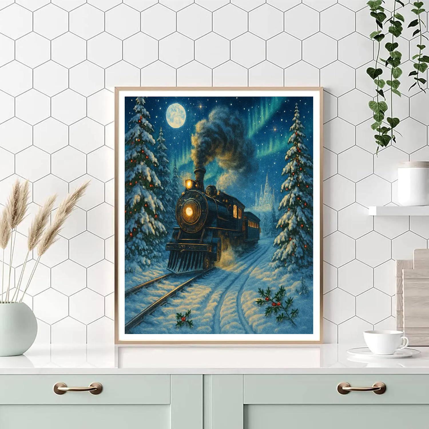 Midnight Train To The North Pole painting number kit
