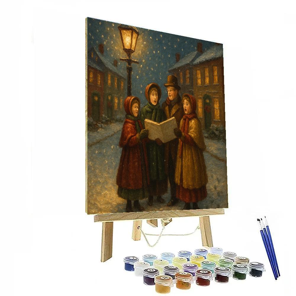 Christmas Carolers Under The Gaslamp DIY paint by numbers