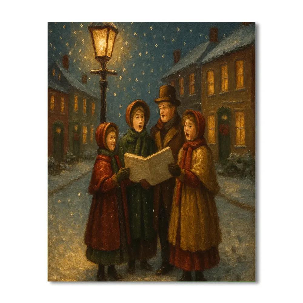 Christmas Carolers Under The Gaslamp DIY paint by numbers