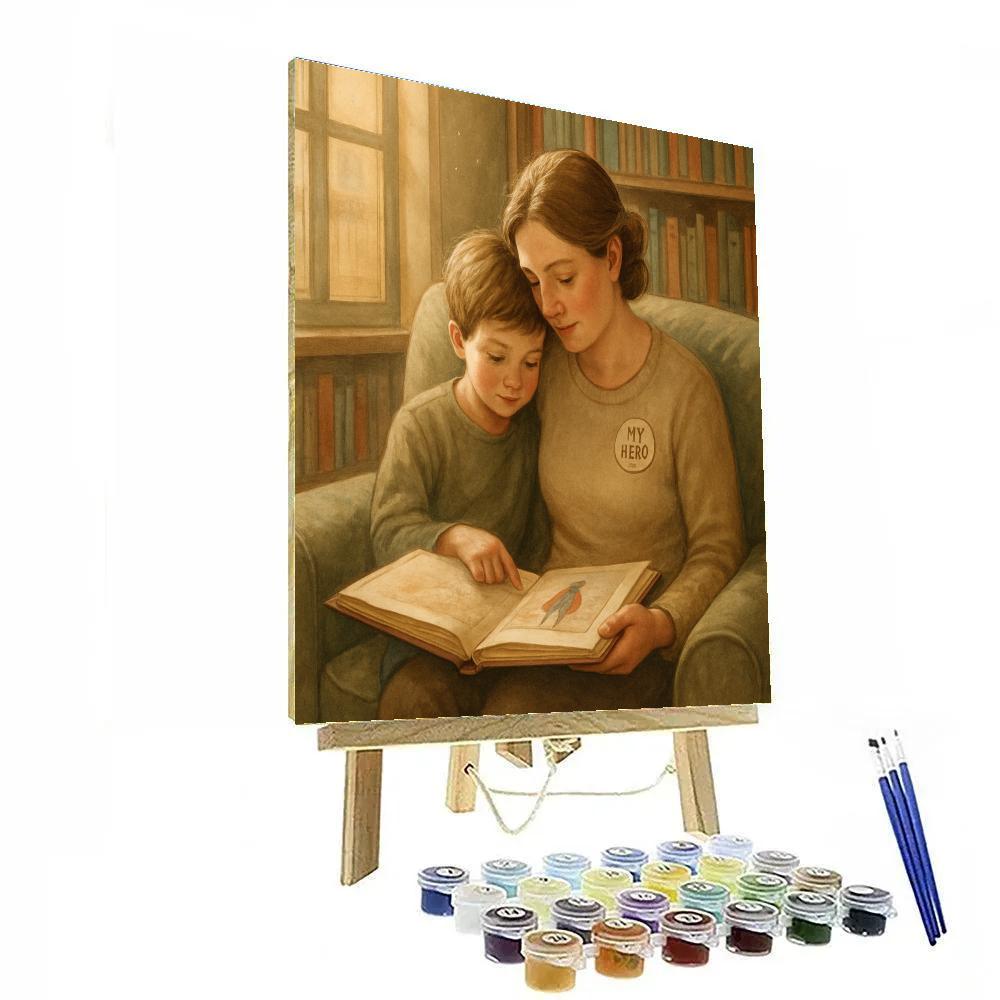 Library Corner With Mom On Mothers Day Paint by numbers art