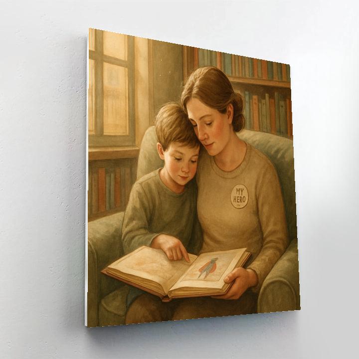 Library Corner With Mom On Mothers Day Paint by numbers art