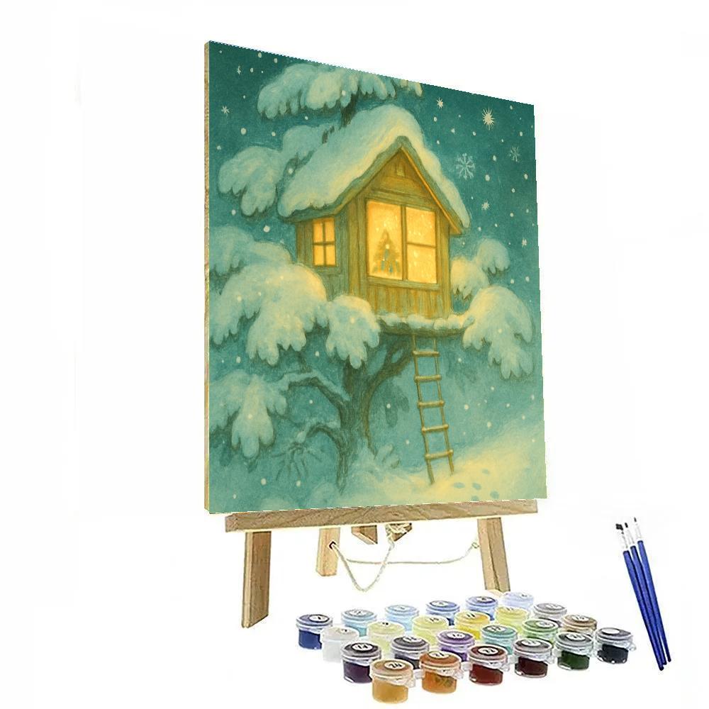 Magical Treehouse On Christmas Eve Number painting