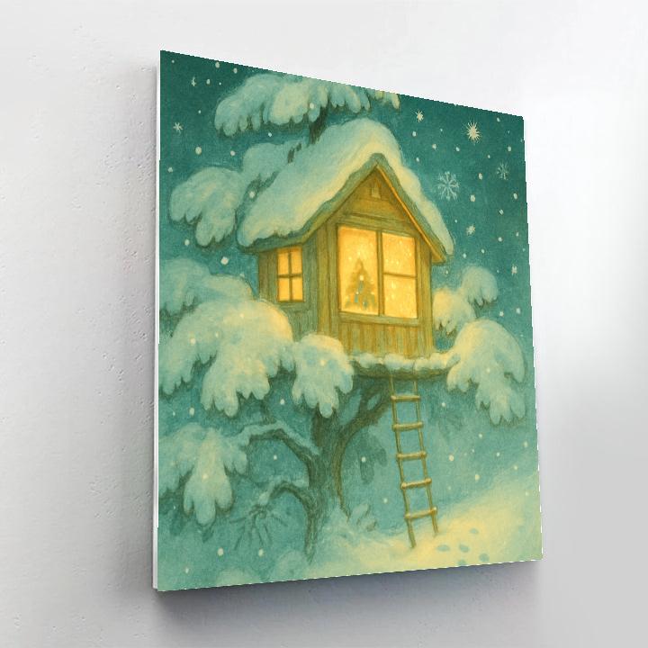 Magical Treehouse On Christmas Eve Number painting