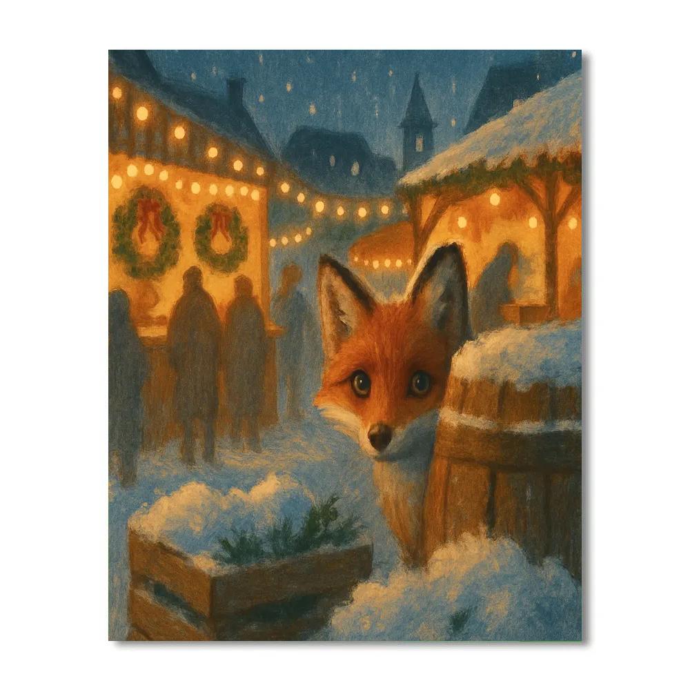 Winter Fox At The Holiday Market DIY paint by numbers