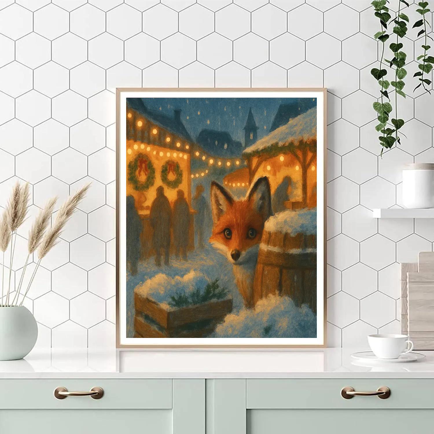 Winter Fox At The Holiday Market DIY paint by numbers
