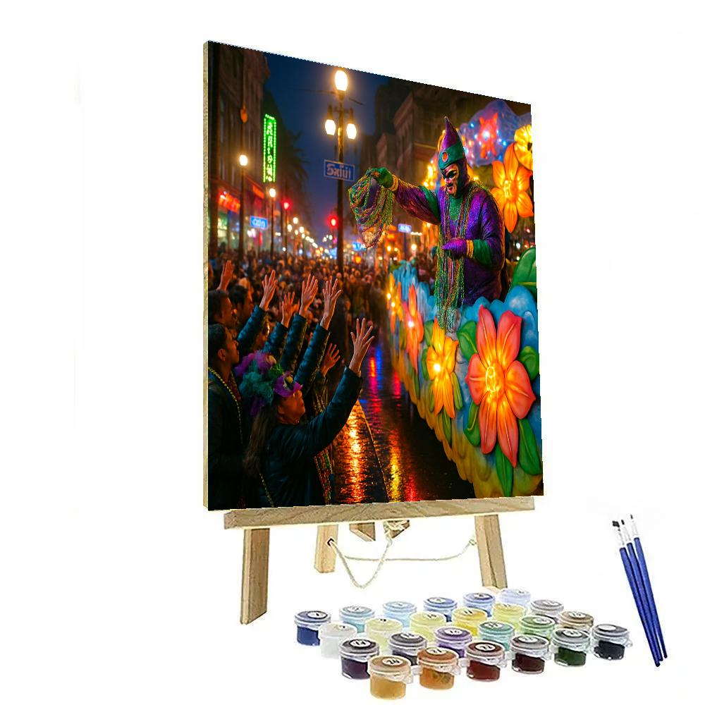 Mardi Gras Night Parade In New Orleans paint by color
