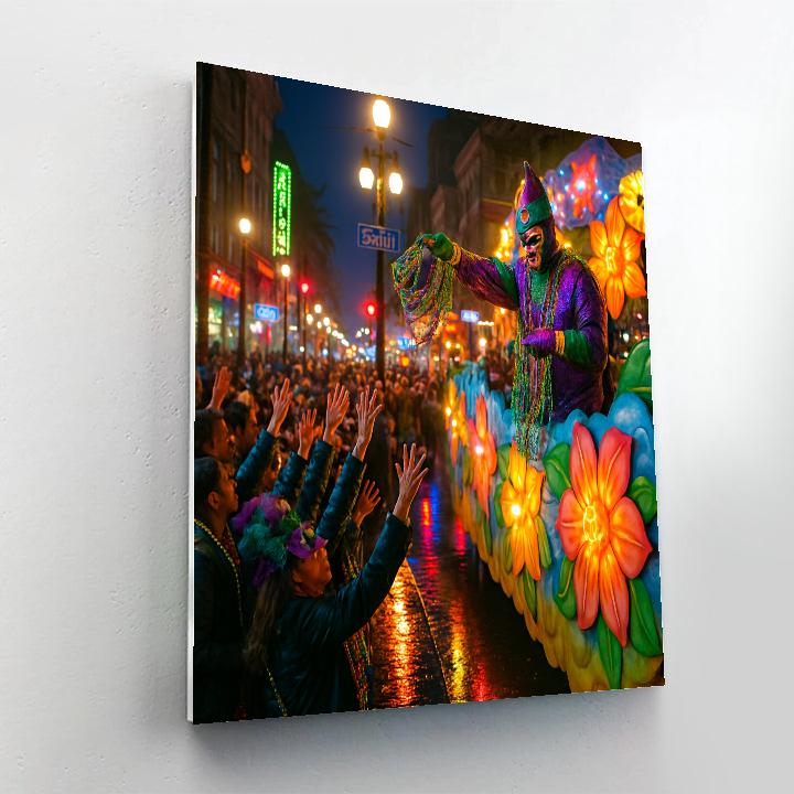 Mardi Gras Night Parade In New Orleans paint by color