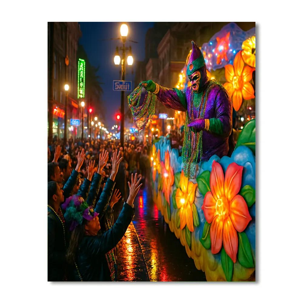 Mardi Gras Night Parade In New Orleans paint by color