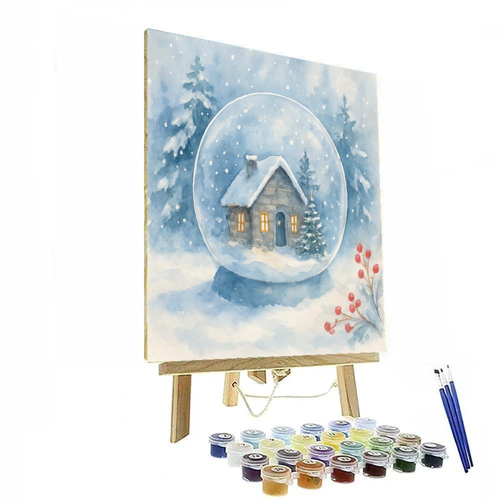Snowglobe Cottage In The Pines Numbered painting kits