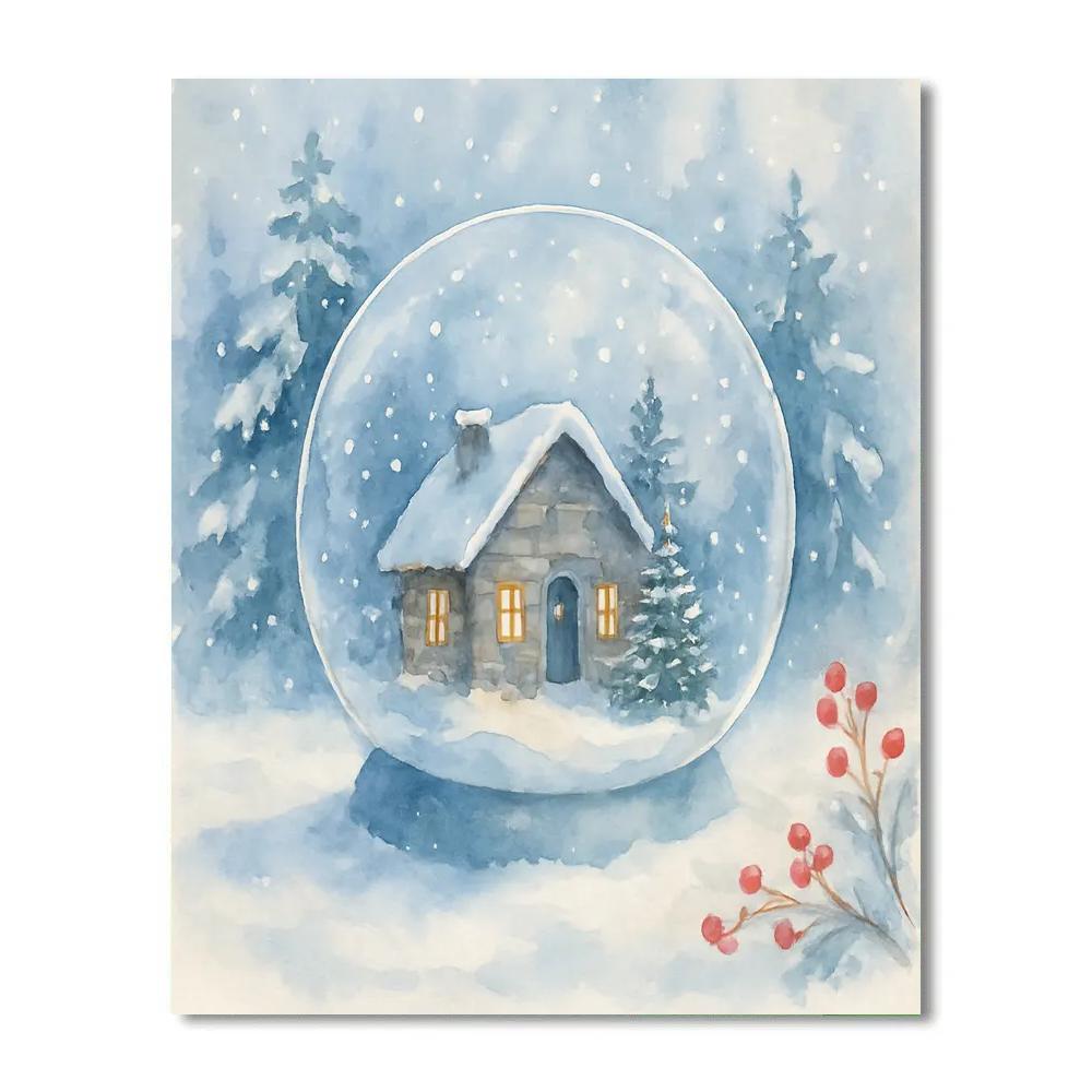 Snowglobe Cottage In The Pines Numbered painting kits
