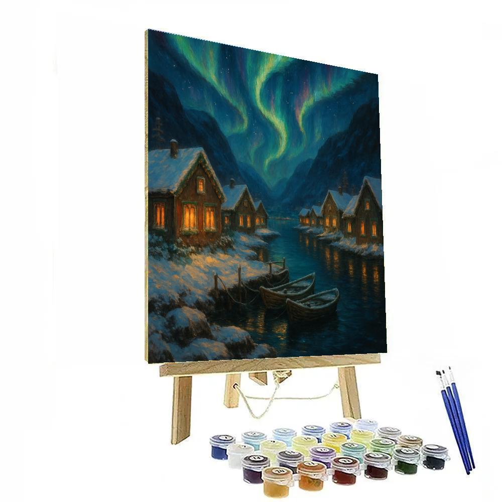 Aurora Over The Christmas Fjord Paint by numbers art