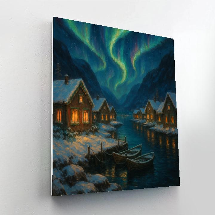 Aurora Over The Christmas Fjord Paint by numbers art