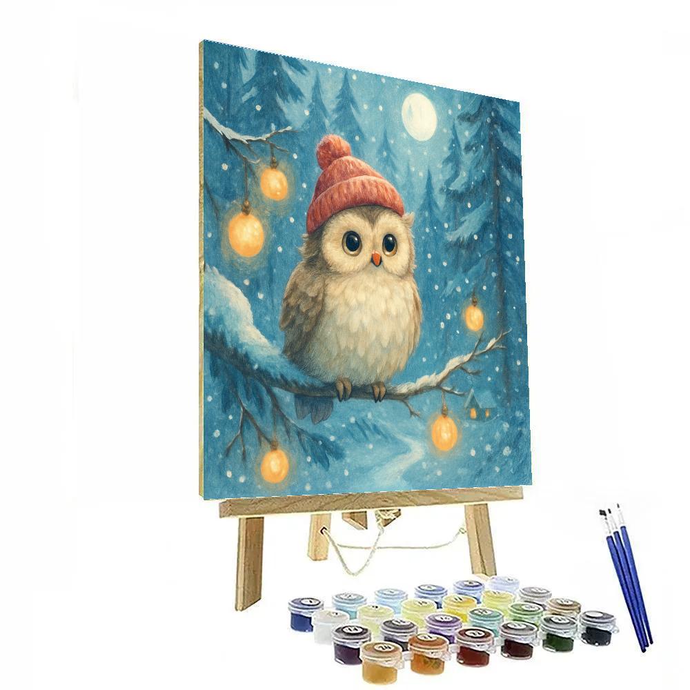 Santa Owl In The Moonlit Forest Paint by numbers kits