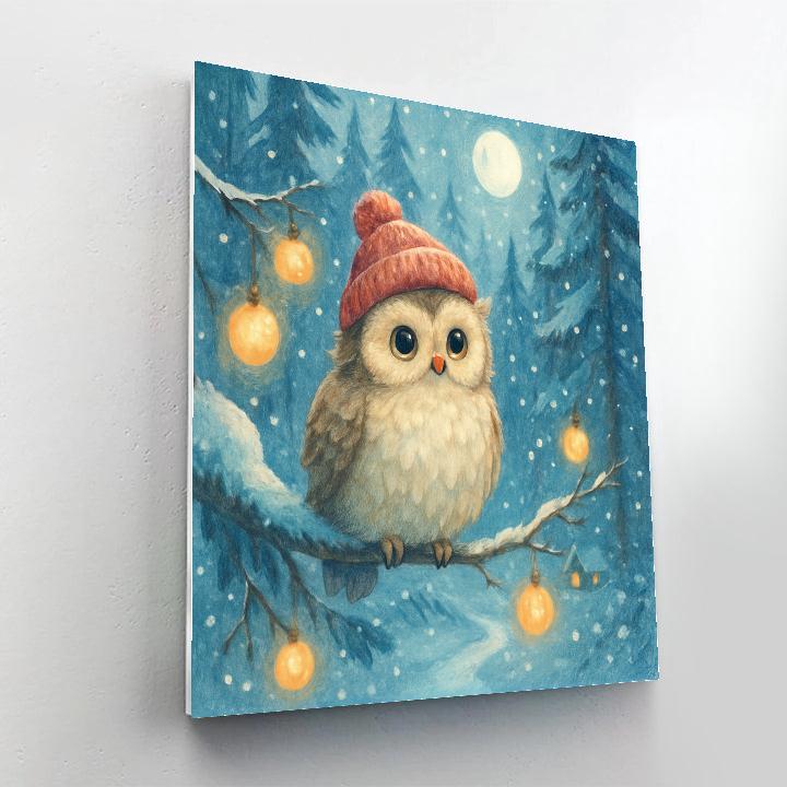 Santa Owl In The Moonlit Forest Paint by numbers kits