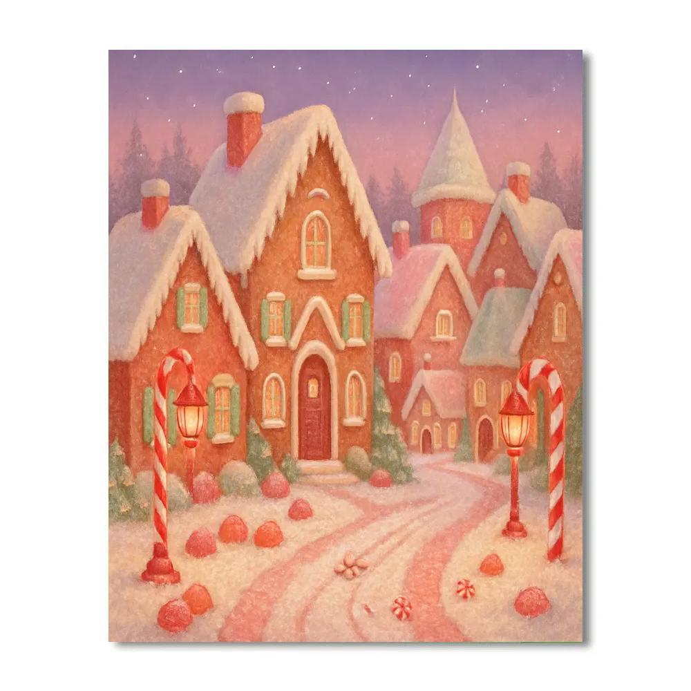Gingerbread Street At Twilight paint by color