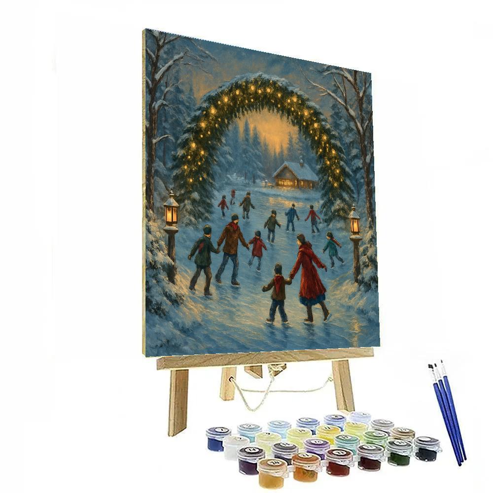 Skating Under The Evergreen Arch paint by number