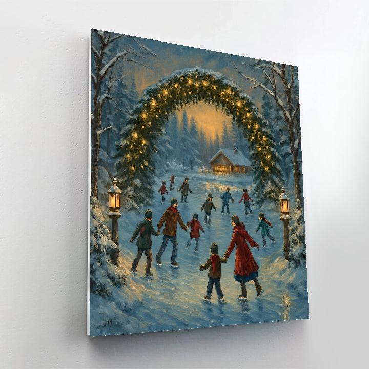 Skating Under The Evergreen Arch paint by number