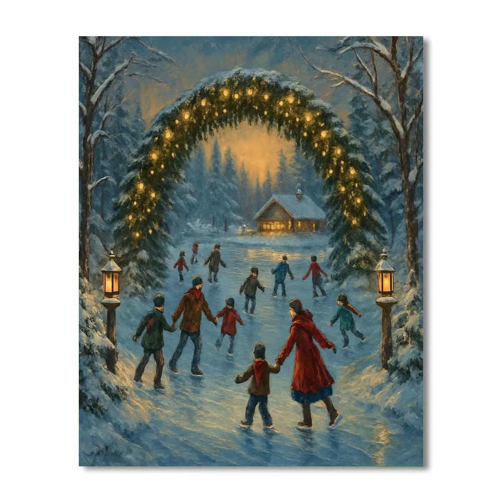 Skating Under The Evergreen Arch paint by number