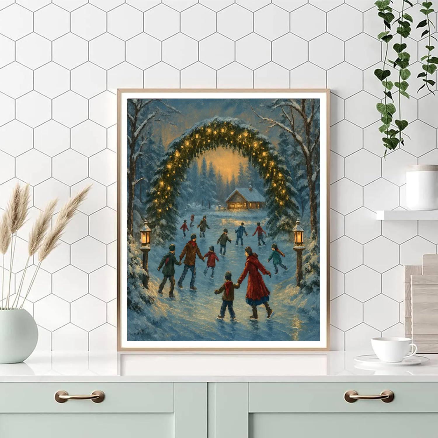 Skating Under The Evergreen Arch paint by number