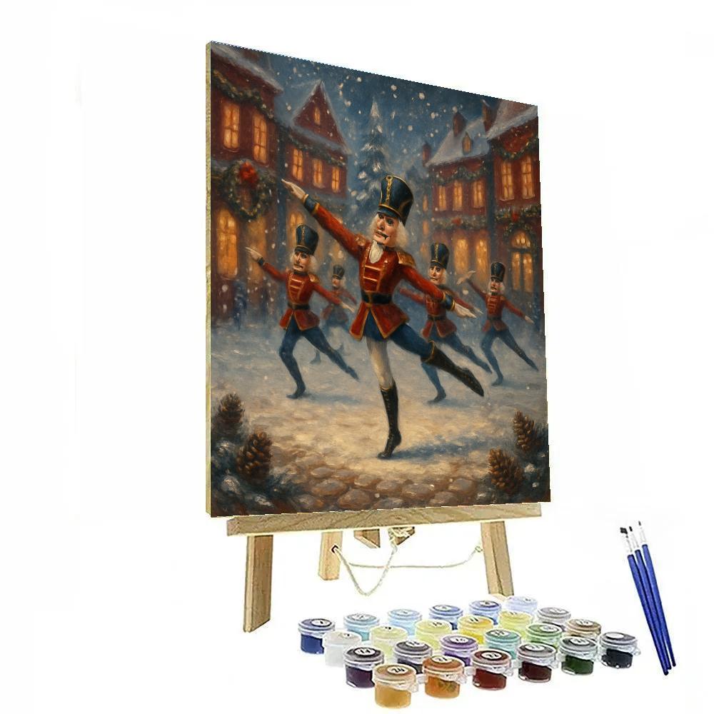 Nutcracker Ballet In The Snowy Square paint by number
