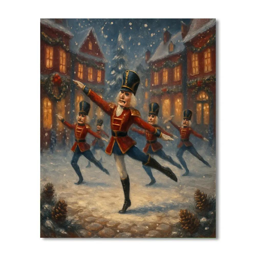 Nutcracker Ballet In The Snowy Square paint by number