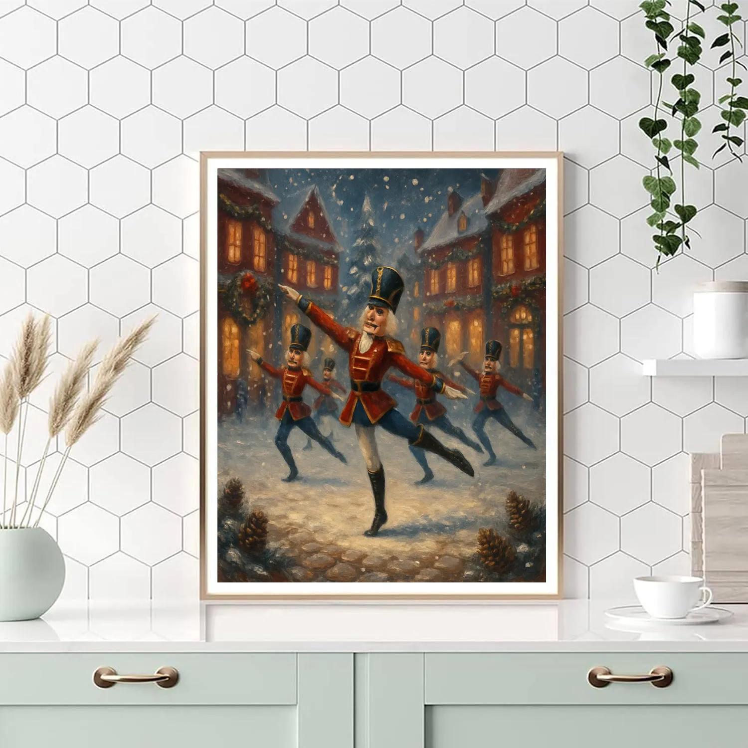 Nutcracker Ballet In The Snowy Square paint by number
