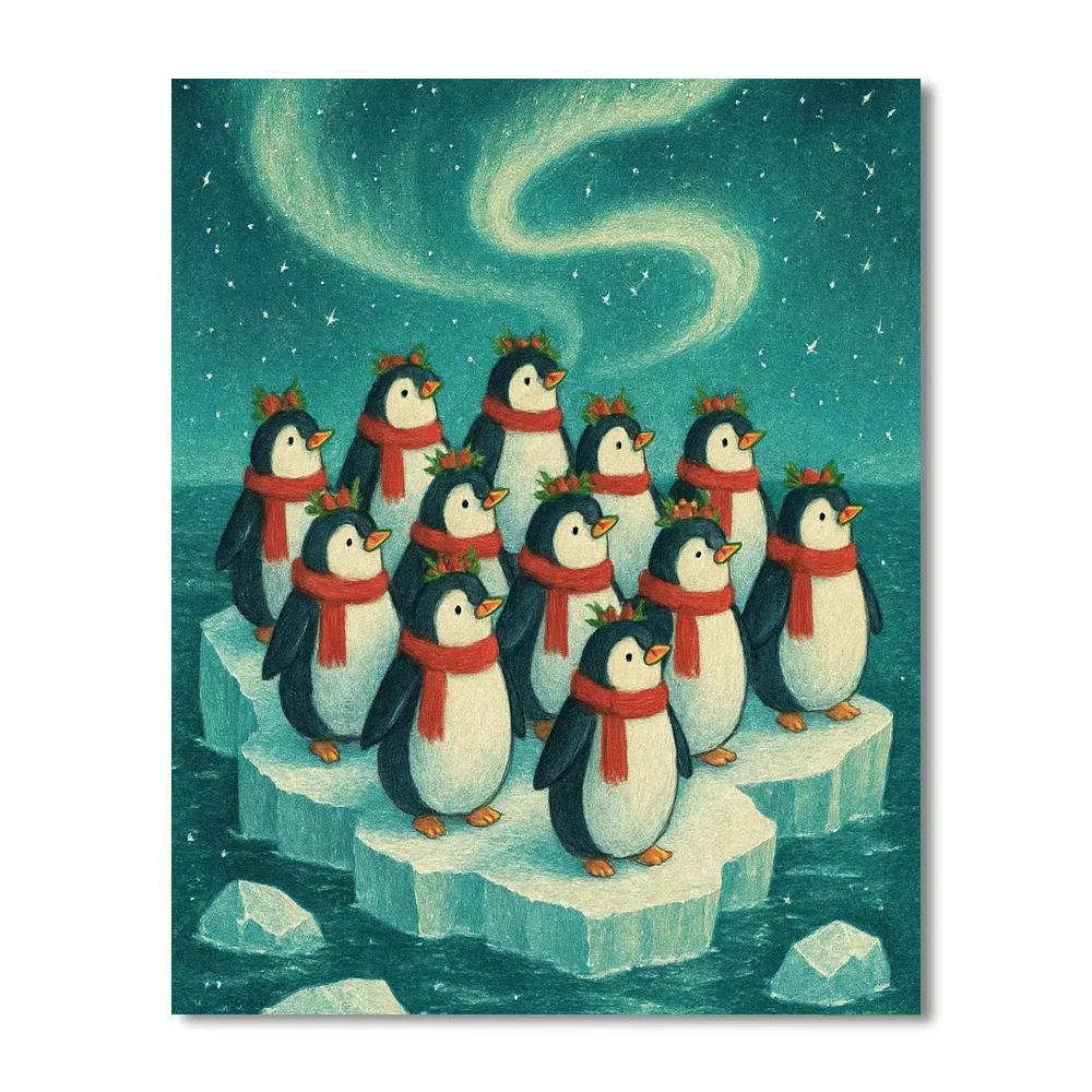 Penguin Choir On The Iceberg paint by numbers