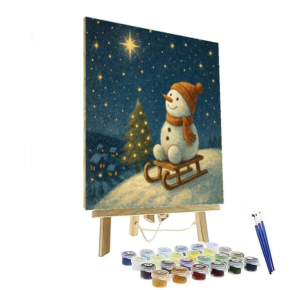 Stargazing Snowman On The Hill Paint by numbers kits