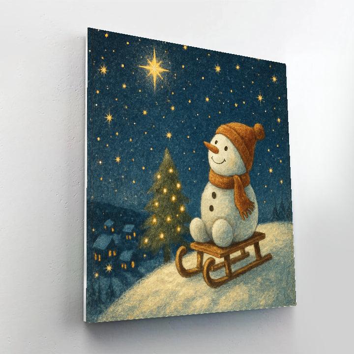 Stargazing Snowman On The Hill Paint by numbers kits