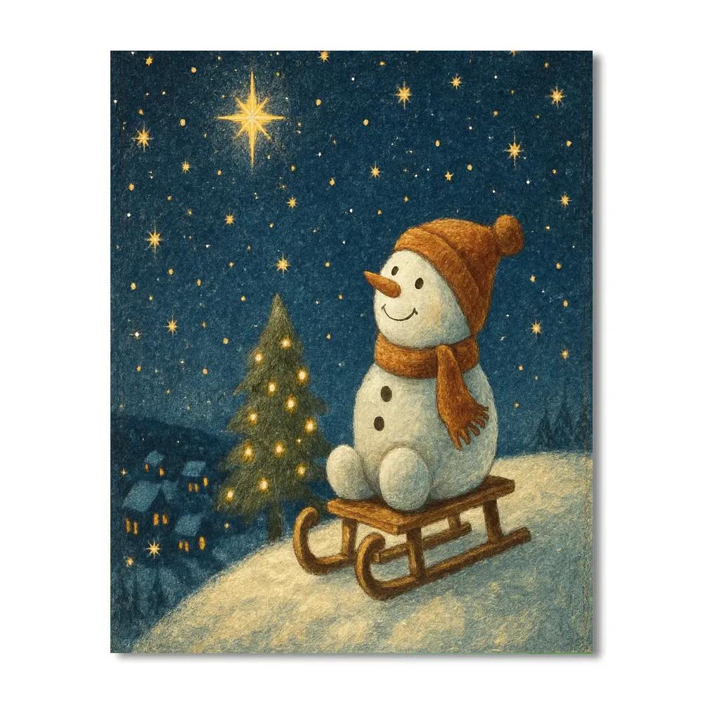 Stargazing Snowman On The Hill Paint by numbers kits