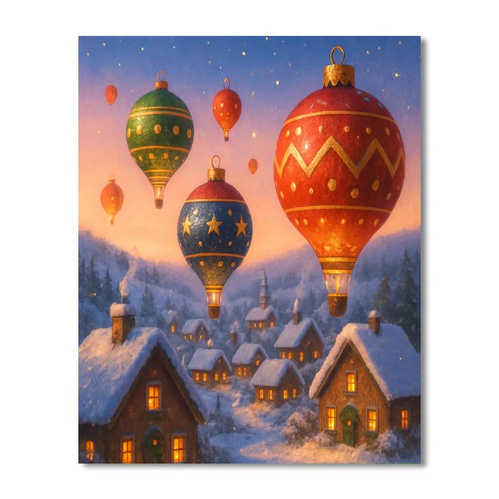Holiday Hot Air Balloons Over The Valley Number painting