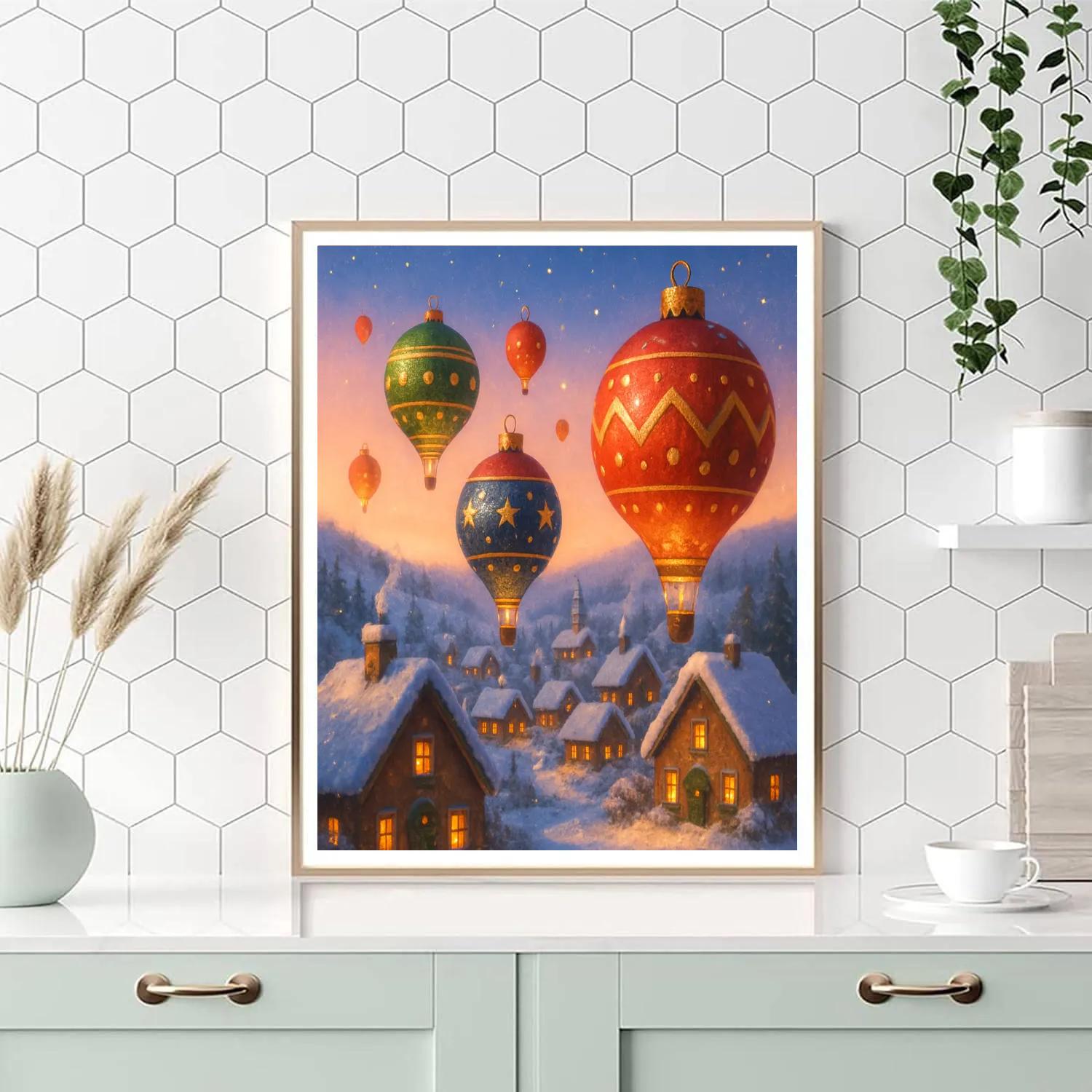 Holiday Hot Air Balloons Over The Valley Number painting