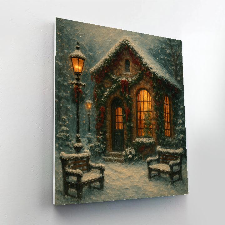 Evergreen Library On A Snowy Night DIY paint by numbers