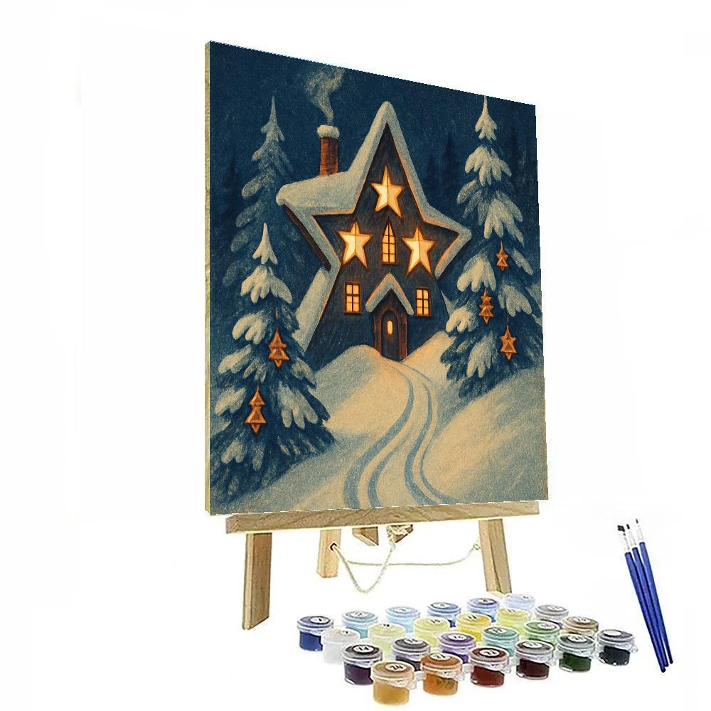 Alpine Star House On Christmas Night Numbered painting kits