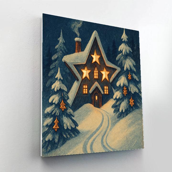 Alpine Star House On Christmas Night Numbered painting kits