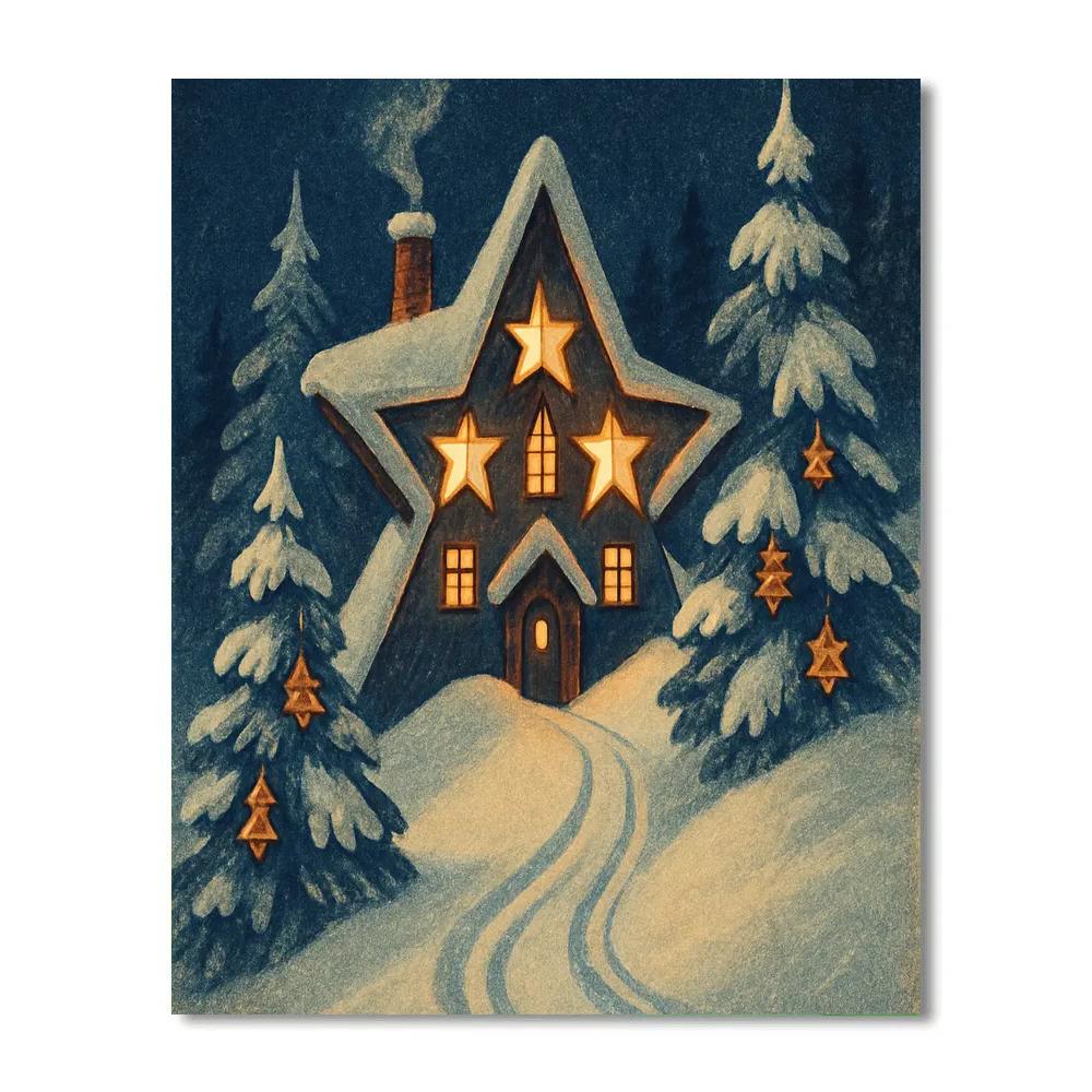 Alpine Star House On Christmas Night Numbered painting kits