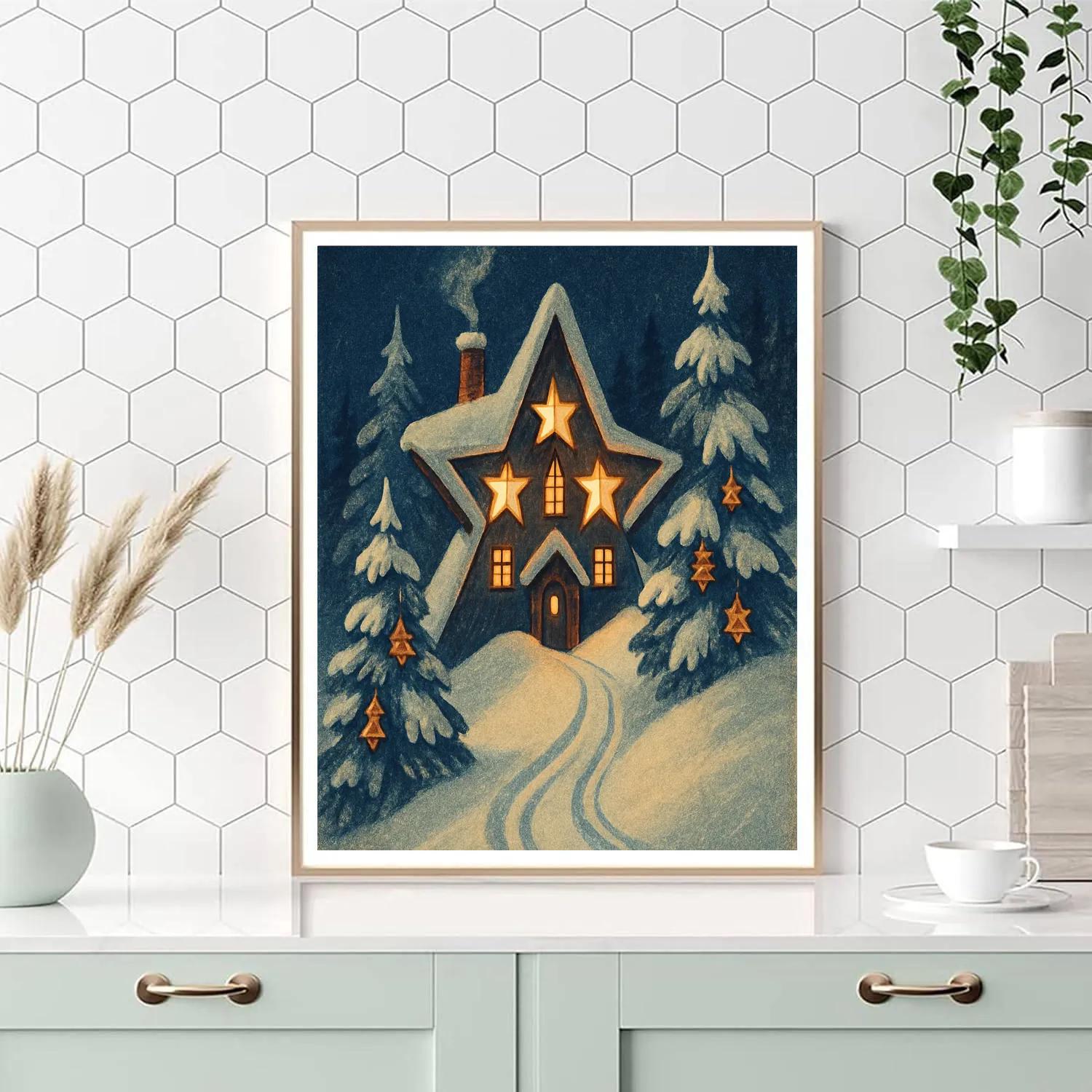 Alpine Star House On Christmas Night Numbered painting kits