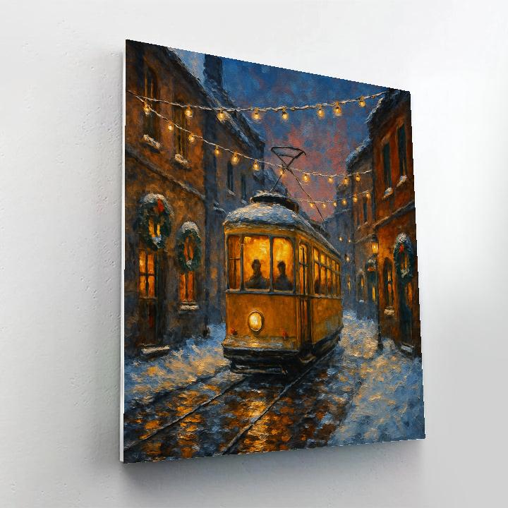 Christmas Tram Through The Old Town Paint by numbers art