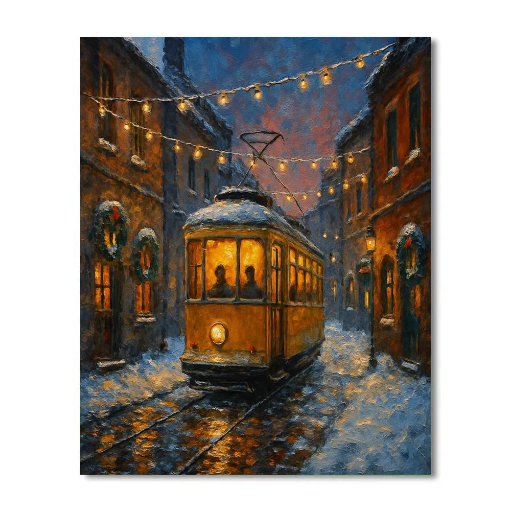 Christmas Tram Through The Old Town Paint by numbers art