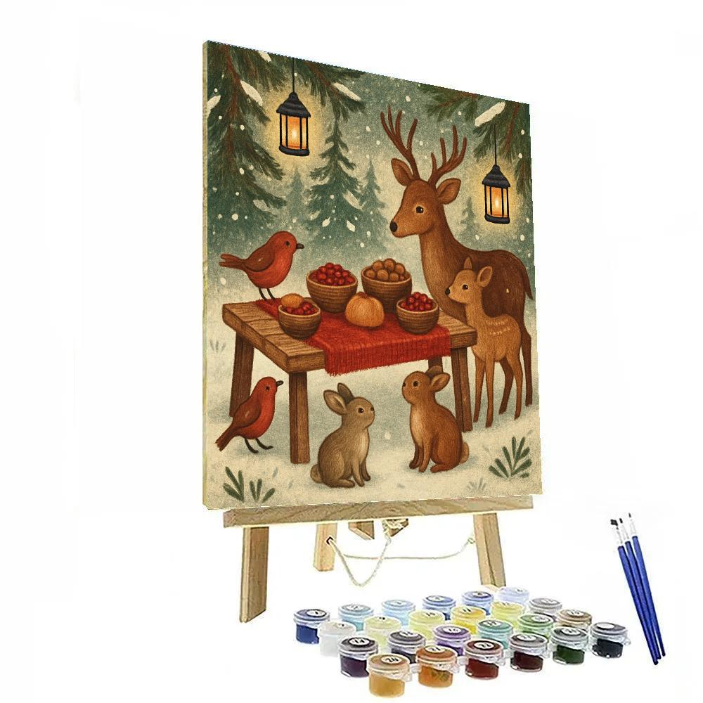 Northern Forest Winter Feast Paint by numbers art