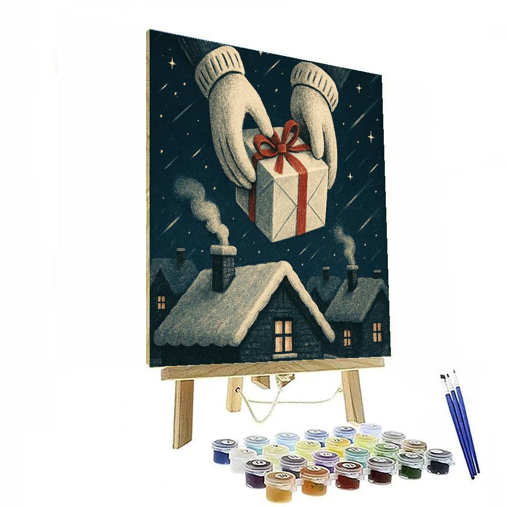 Snowy Rooftop Gift Drop Paint by numbers kits