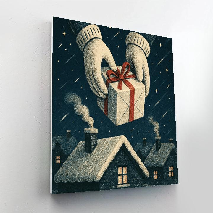 Snowy Rooftop Gift Drop Paint by numbers kits
