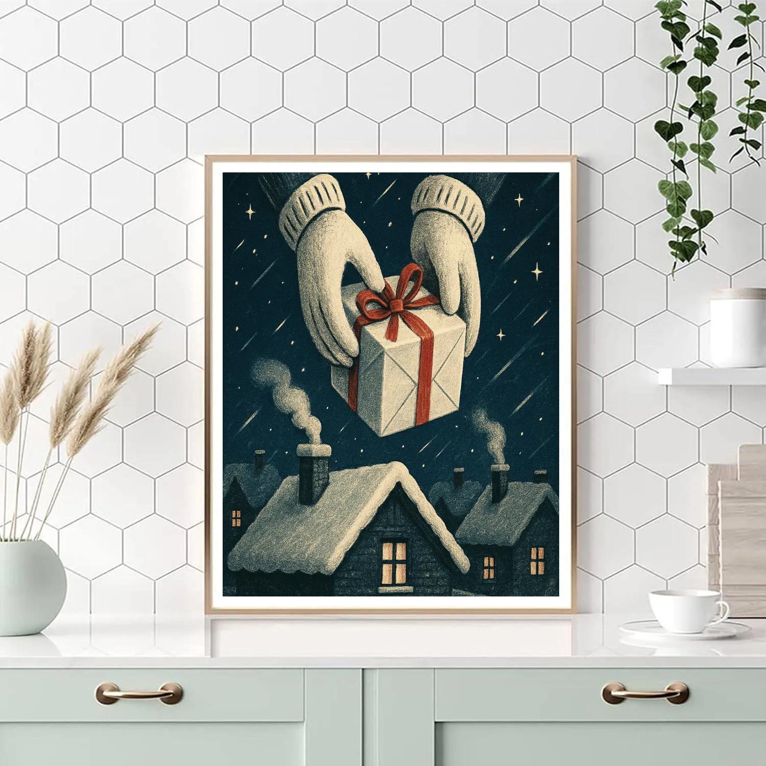 Snowy Rooftop Gift Drop Paint by numbers kits