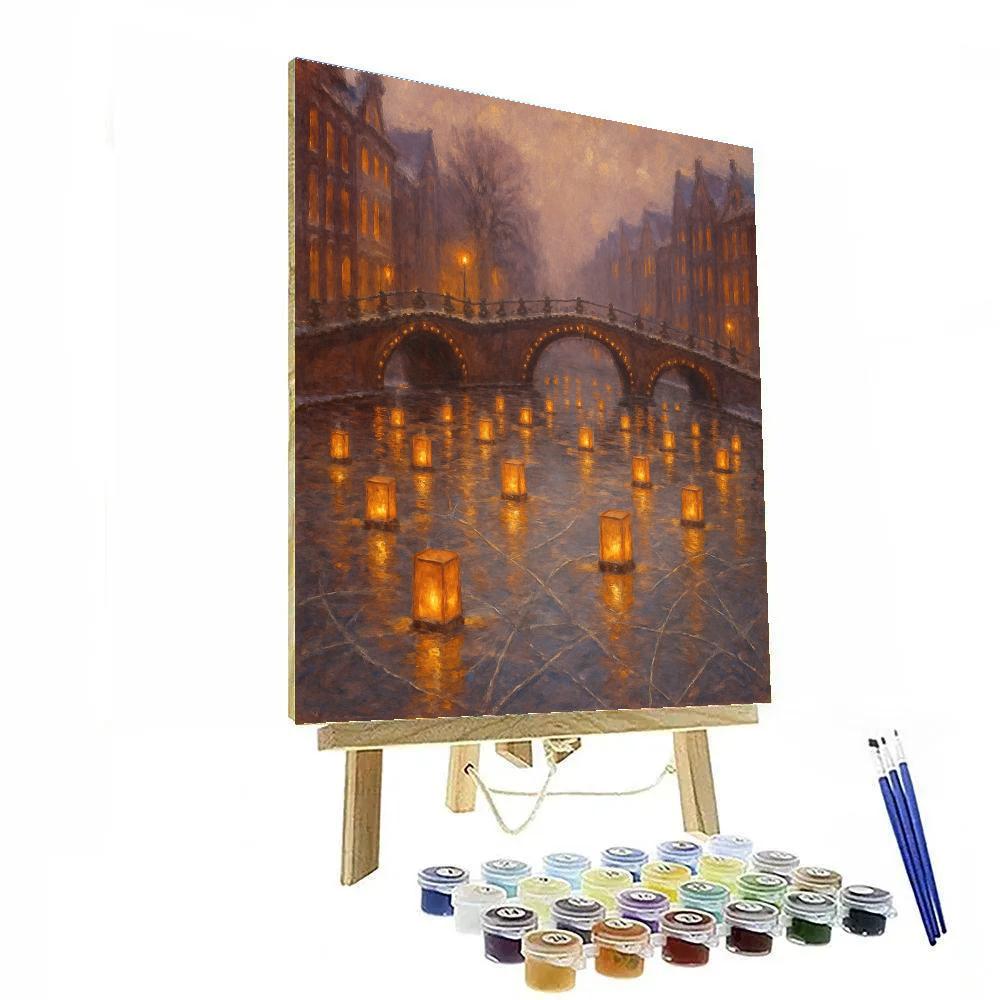 Holiday Lanterns On The Frozen Canal paint by color