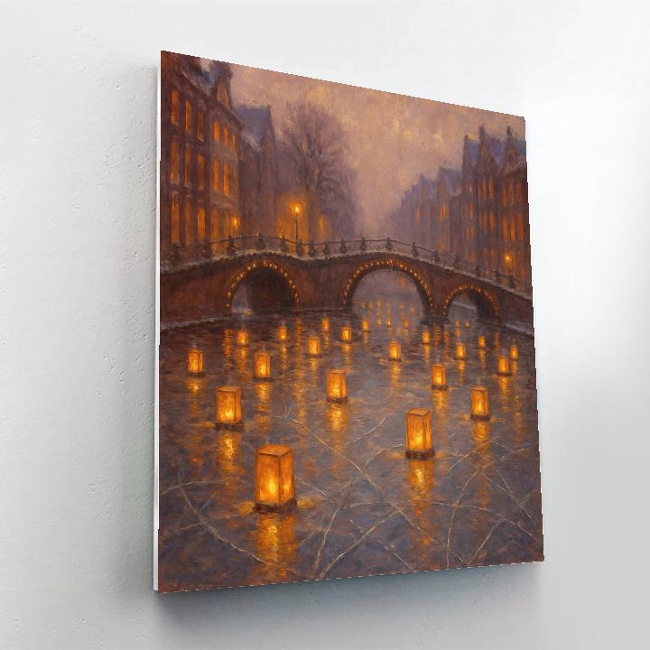 Holiday Lanterns On The Frozen Canal paint by color